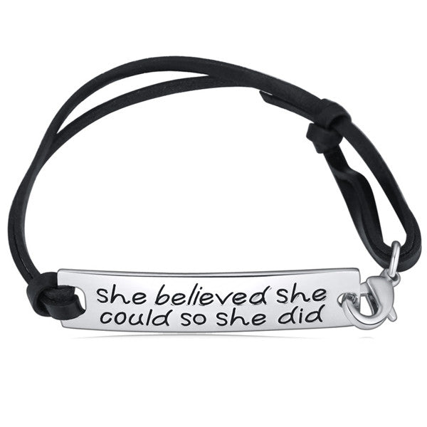 She Believed She Could So She Did Hand Stamped Bracelet