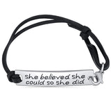 She Believed She Could So She Did Hand Stamped Bracelet