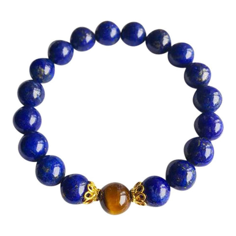 Tiger Eye & Lapis Lazuli Sterling Silver Bracelet